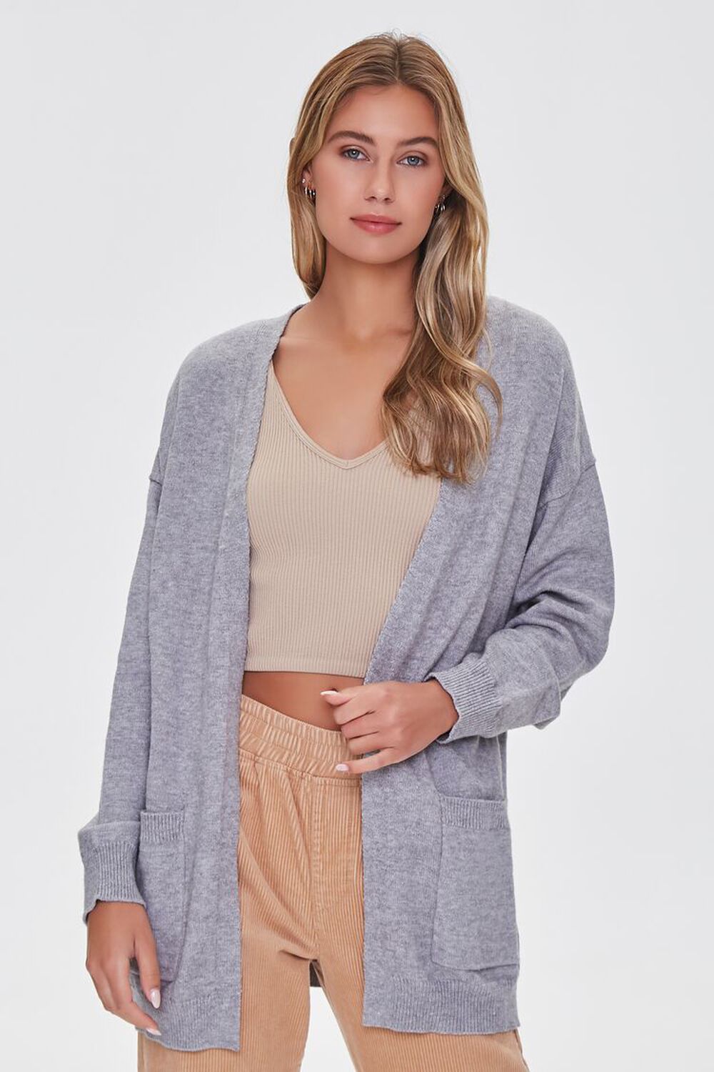 HEATHER GREY Open-Front Cardigan Sweater, image 1