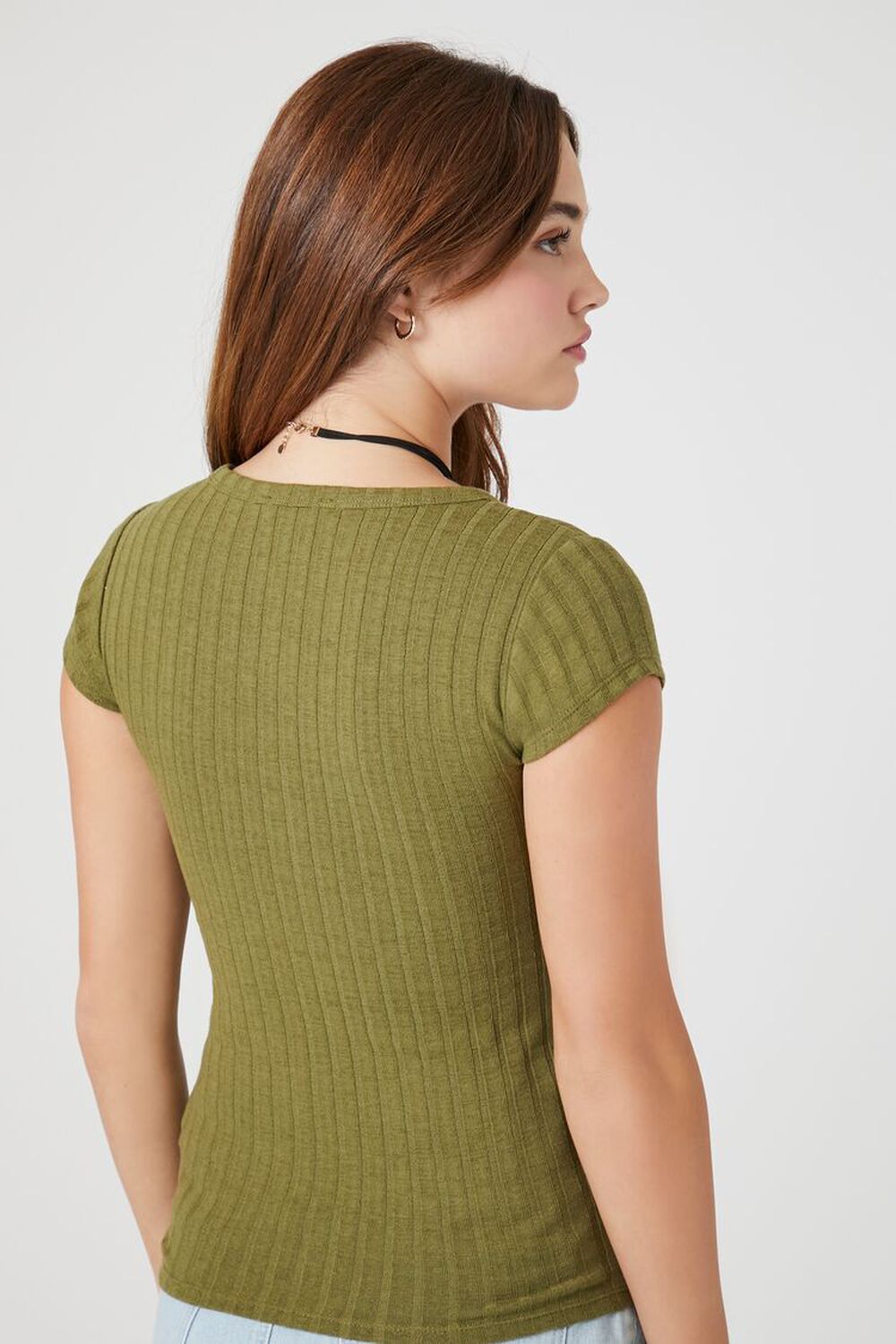 OLIVE Rib-Knit Buttoned Baby Tee, image 3