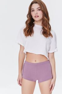 DUSTY LAVENDER Mid-Rise Dolphin Shorts, image 1