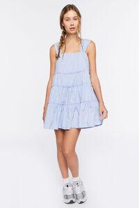LIGHT BLUE Tiered Ruffle-Trim Mini Dress, image 4
