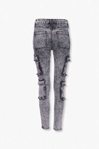 BLACK Acid Washed Skinny Ankle Jeans, image 3