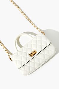 WHITE Diamond-Quilted Faux Leather Crossbody Bag, image 4