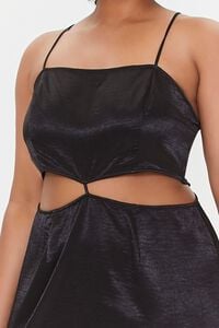 BLACK Plus Size Satin Cutout Mini Dress, image 5