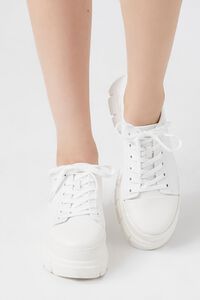 WHITE Lace-Up Lug-Sole Sneakers, image 4