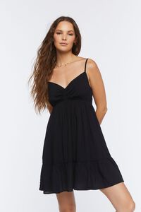 BLACK Babydoll Cutout Mini Dress, image 1