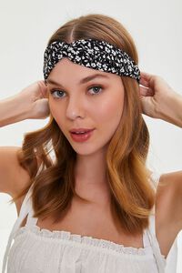 BLACK/MULTI Ditsy Floral Twisted Headwrap, image 1