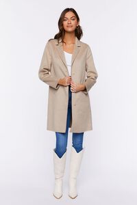 OATMEAL Brushed Longline Button-Front Coat, image 4