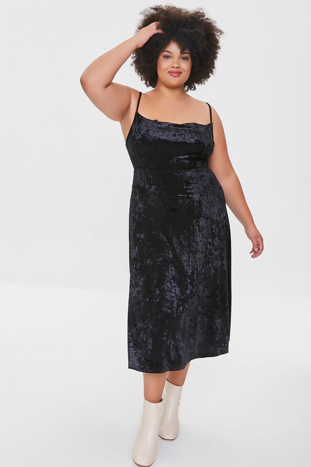 BLACK Plus Size Crushed Velvet Dress, image 1