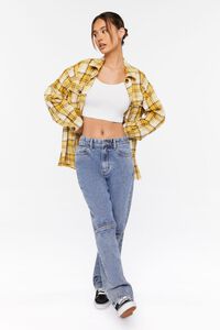 YELLOW/MULTI Plaid Button-Up Shacket, image 4