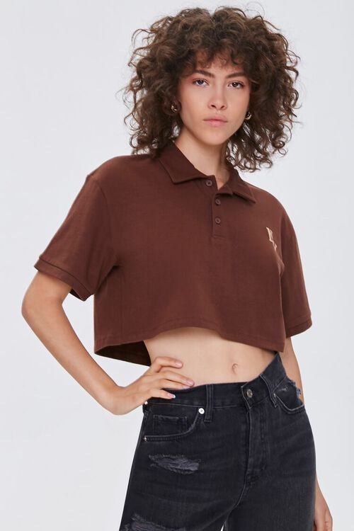 BROWN/MULTI New York Graphic Cropped Polo, image 1