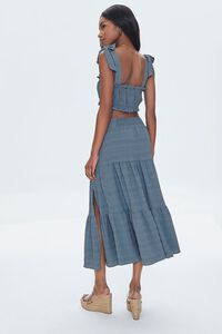 TEAL BLUE Ruffled Crop Top & Maxi Skirt Set, image 3