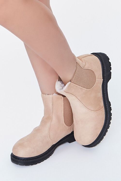 TAN Faux Fur-Lined Chelsea Booties, image 5