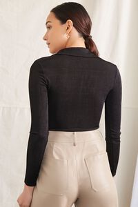 BLACK Ruched Cropped Shirt, image 3
