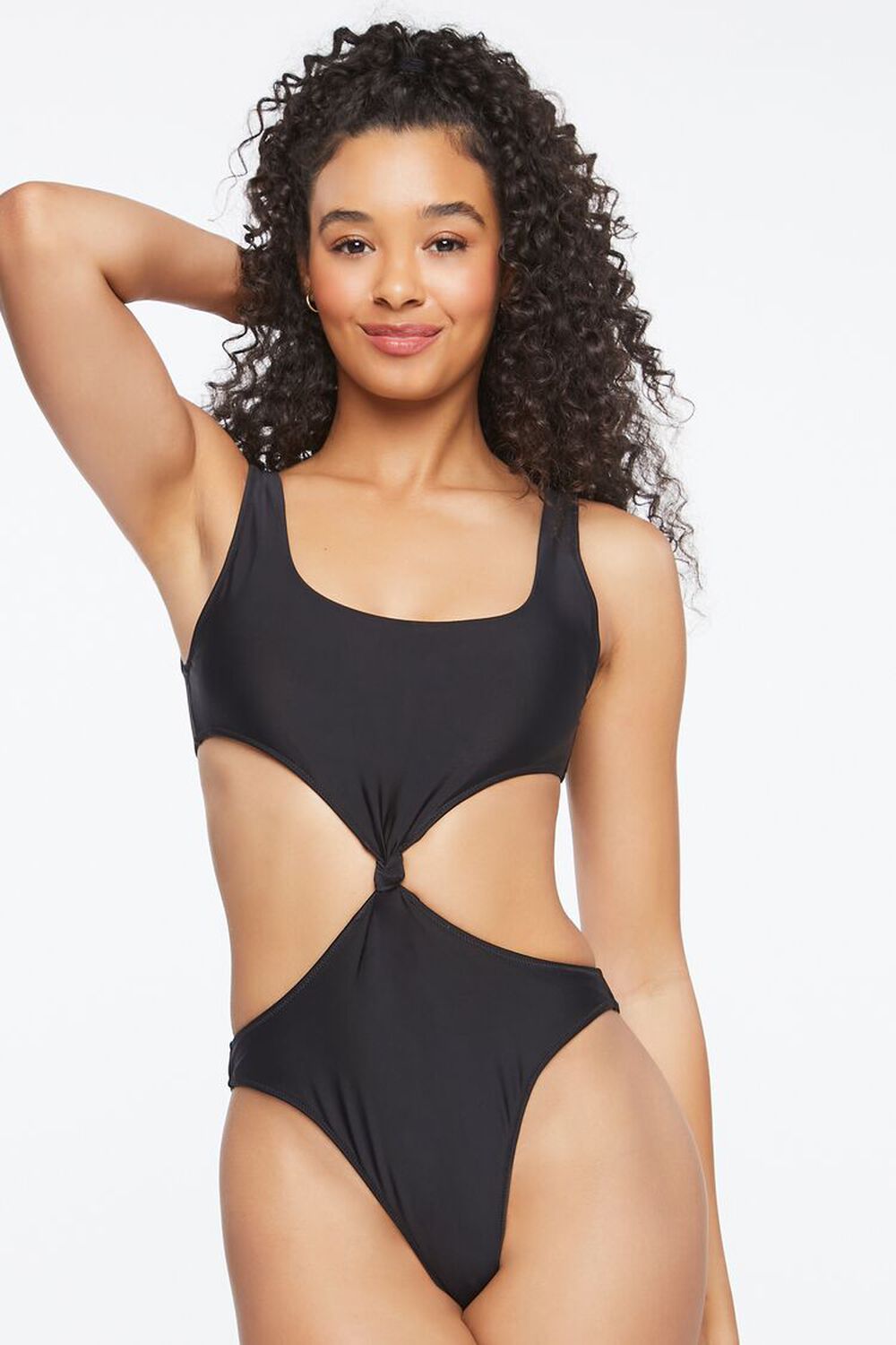 BLACK Knotted Monokini One-Piece Swimsuit, image 1