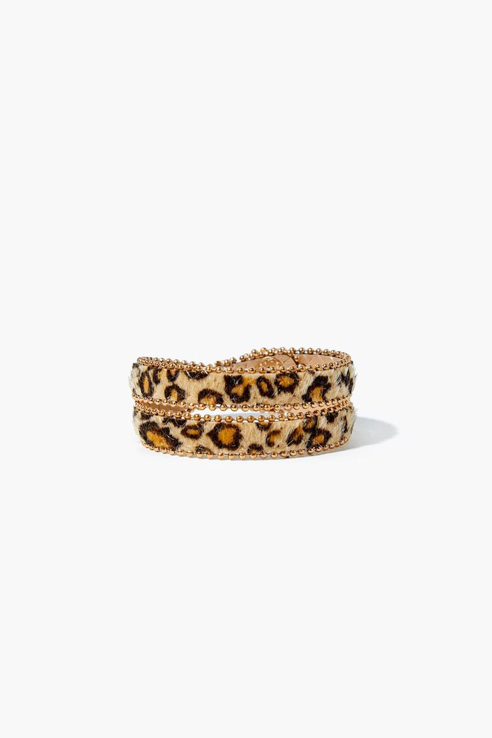 BROWN/GOLD Leopard Print Wrap Bracelet, image 1