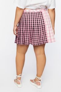 PINK/MULTI Plus Size Reworked Plaid Mini Skirt, image 4