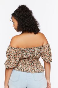 BLACK/MULTI Plus Size Floral Puff-Sleeve Top, image 3