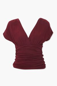 BURGUNDY Surplice Ruched Top, image 1