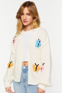 IVORY/MULTI Chunky Butterfly Cardigan Sweater, image 1