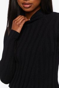 BLACK Ribbed Mock Neck Sweater, image 5