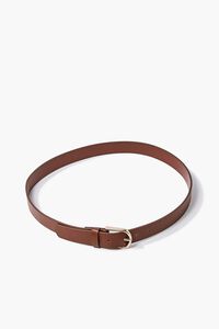 BROWN/GOLD Faux Leather Buckle Belt, image 2