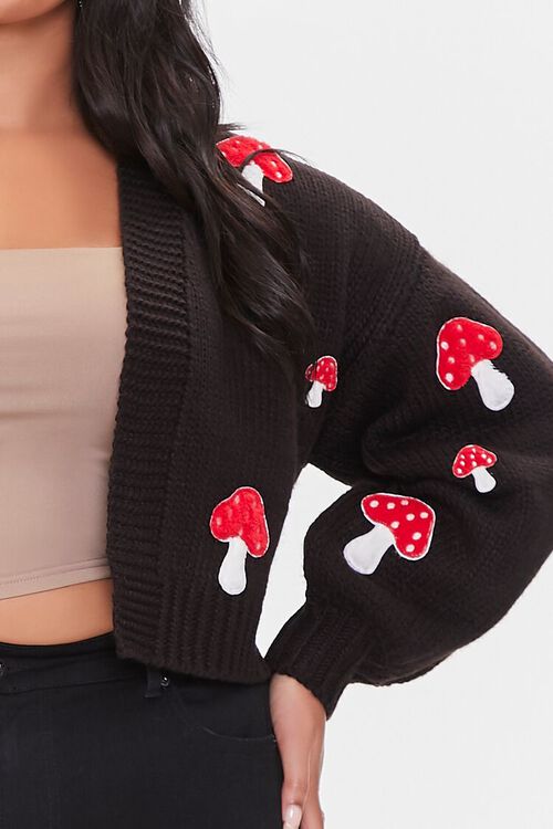 BLACK/MULTI Plus Size Mushroom Cardigan Sweater, image 5