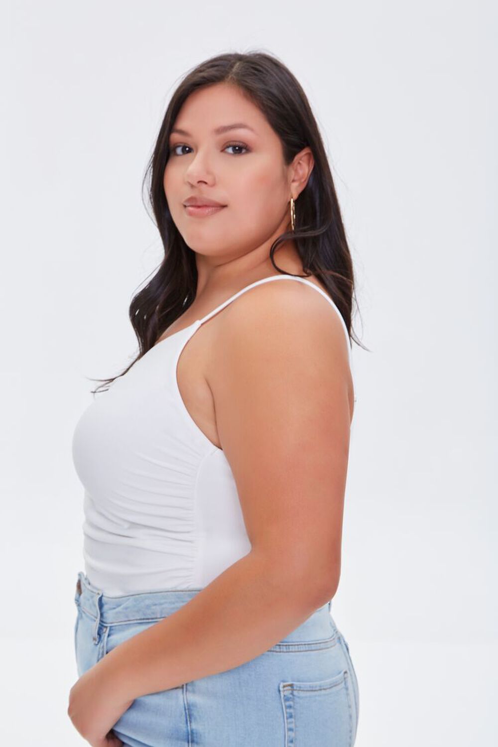 WHITE Plus Size Ruched Cami, image 2
