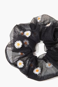 BLACK/MULTI Embroidered Daisy Floral Scrunchie, image 2