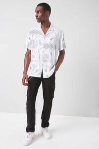 WHITE/BLACK Paisley Print Button-Front Shirt, image 4