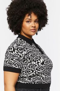 BLACK/WHITE Plus Size Checkered Sweater-Knit Shirt, image 2