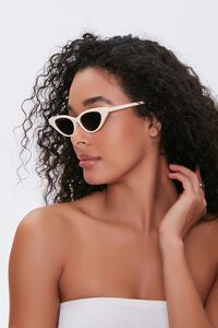 CREAM/BLACK Cat-Eye Tinted Sunglasses, image 3