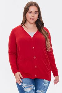 RED Plus Size Pocket Cardigan Sweater, image 5