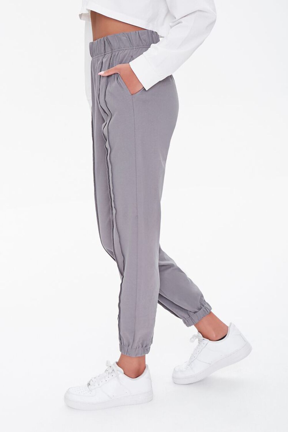 CHARCOAL High-Rise Topstitch Joggers, image 3