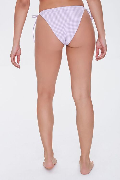 LILAC/WHITE Gingham String Bikini Bottoms, image 4