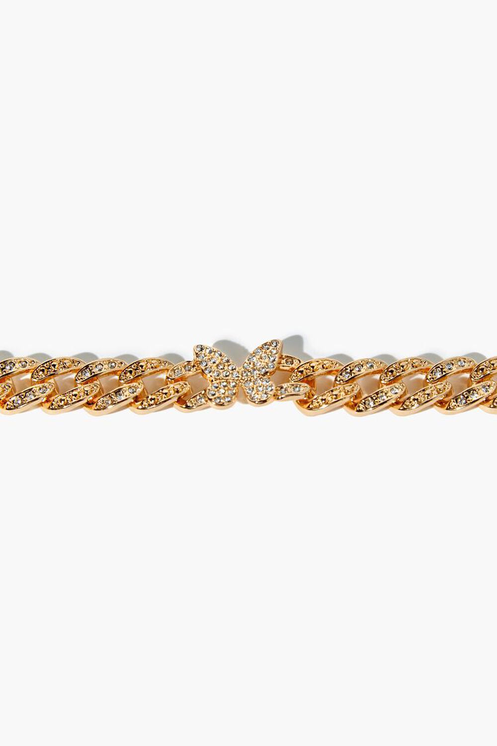 GOLD/CLEAR Rhinestone Butterfly Chain Bracelet, image 3