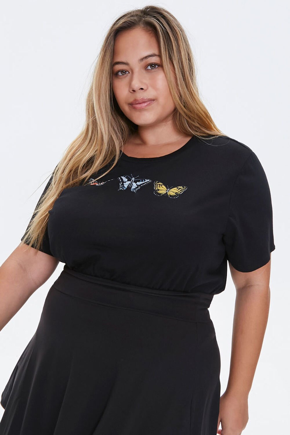 BLACK Plus Size Butterfly Graphic Tee, image 1