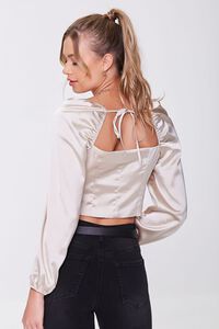CHAMPAGNE Satin Pintucked Crop Top, image 3