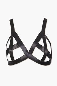 BLACK Strappy Bra & Garter Thong Panties Set, image 3