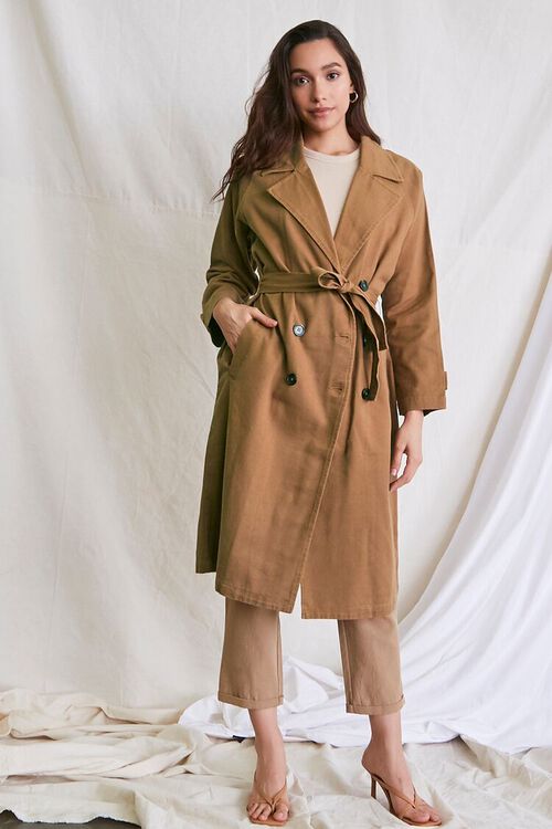 CAMEL Twill Double-Breasted Trench Coat, image 4