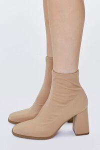 TAUPE Faux Leather Zip-Up Booties, image 2