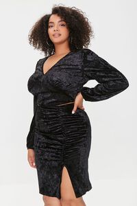 BLACK Plus Size Velvet Crop Top & Skirt Set, image 1