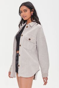 TAUPE Fleece Button-Front Shacket, image 2