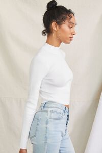 WHITE Fitted Sweater-Knit Crop Top, image 2