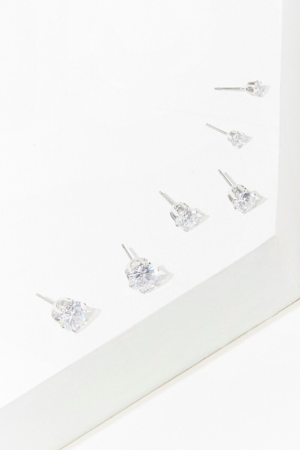 SILVER/CLEAR CZ Stone Stud Earring Set, image 1