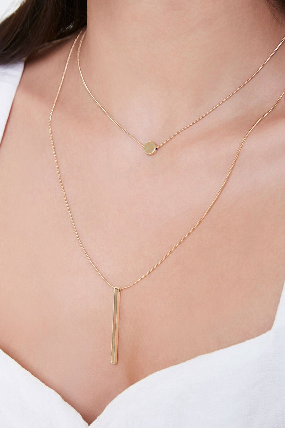 GOLD Bar Drop Layered Necklace, image 1