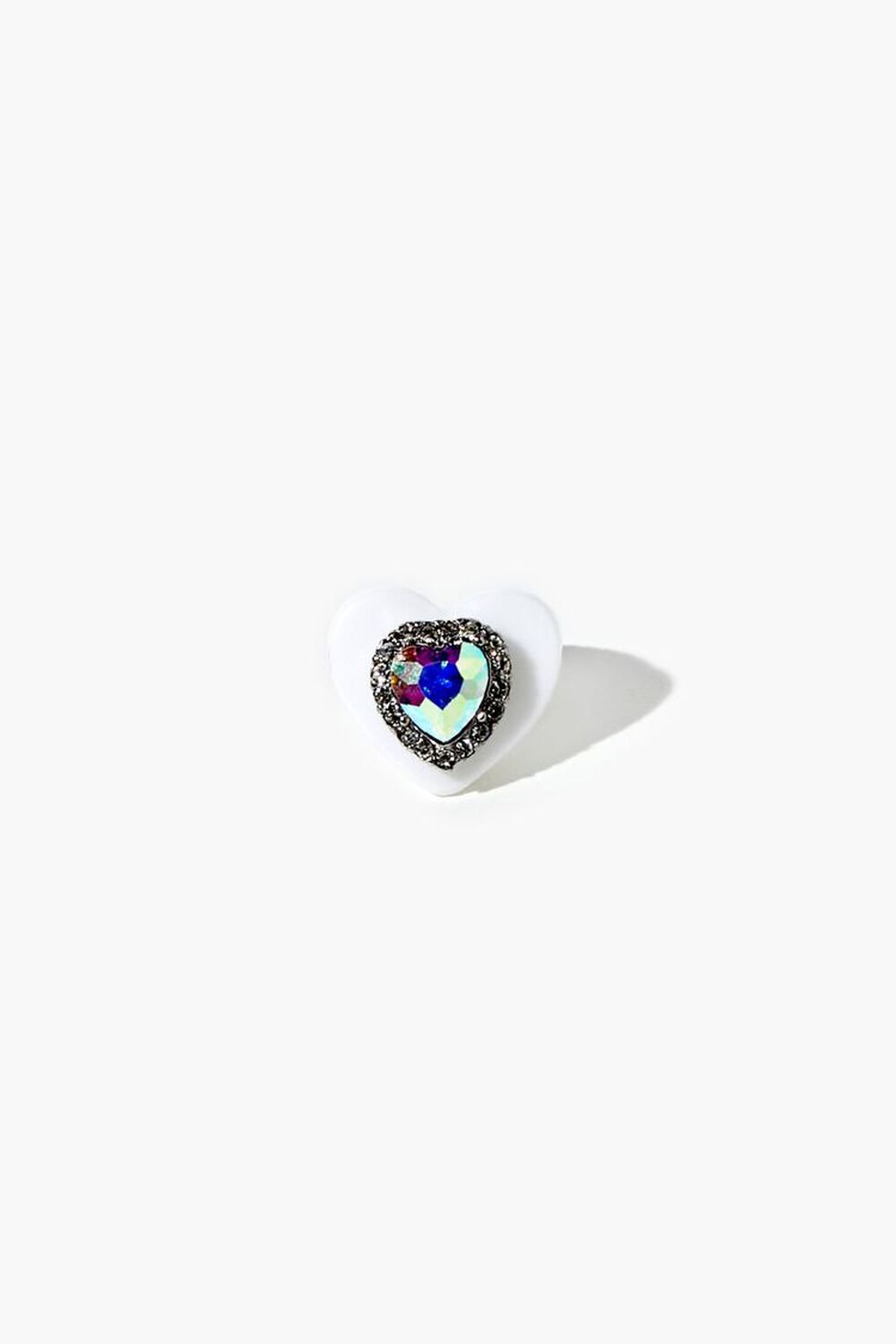 WHITE/MULTI Faux Gem Heart Cocktail Ring, image 1