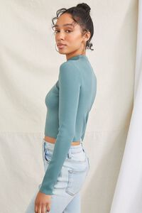 DUSTY BLUE Fitted Sweater-Knit Crop Top, image 3