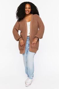 TAUPE Plus Size Open-Front Cardigan Sweater, image 4