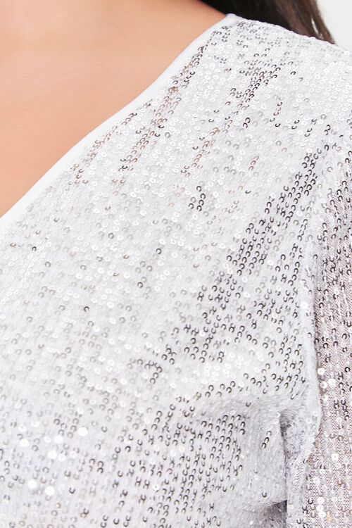 WHITE Plus Size Sequin Wrap Dress, image 5