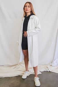 IVORY Belted Faux Leather Duster Jacket, image 4